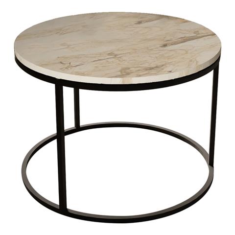 Coffee table Drion pakoworld white marble melamine-black metal D60x40cm