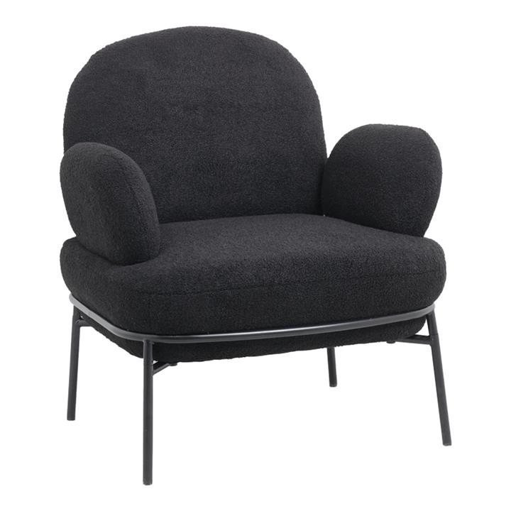 Armchair Jaycob pakoworld boucle black-black metal leg 74x71x83cm