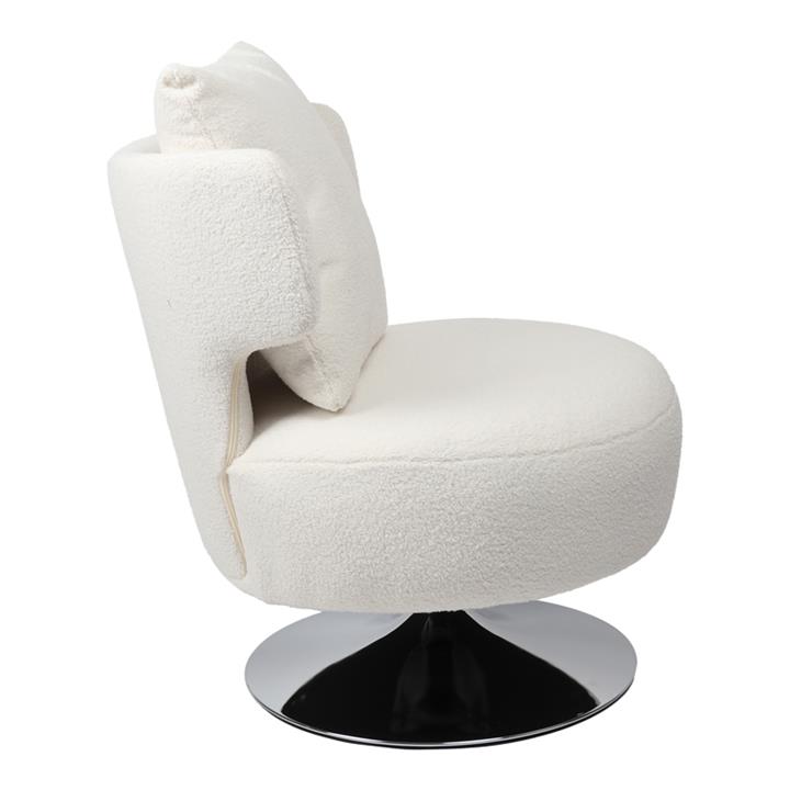 Armchair with cushion Percival pakoworld teddy fabric white-chrome base 76x67x76cm