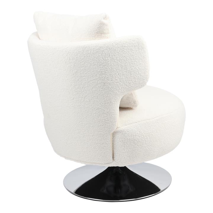 Armchair with cushion Percival pakoworld teddy fabric white-chrome base 76x67x76cm