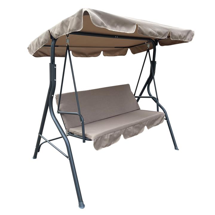 PORCH SWINGER 3-SEATER WITH SUNSHIELD LIKID HM5979.02 METAL GREY- FABRIC IN BROWN 170x110x153Hcm.