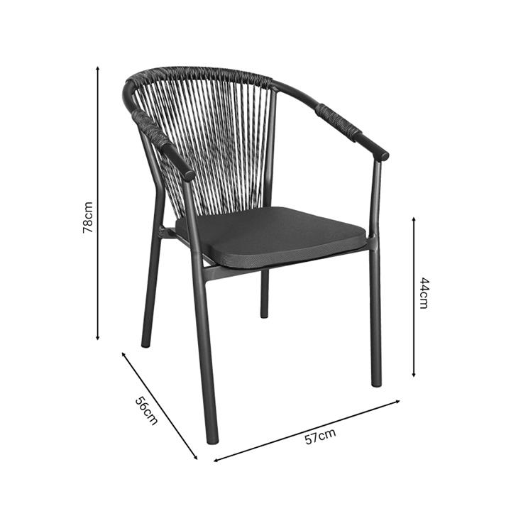 AluminumAluminum armchair Convince pakoworld stackable anthracite frame-textilene-rattan 56x63x82cm