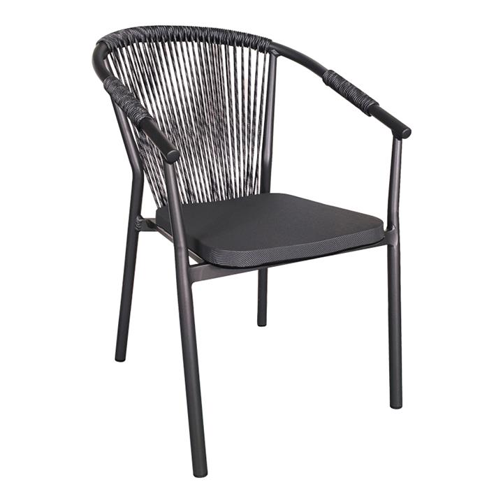 AluminumAluminum armchair Convince pakoworld stackable anthracite frame-textilene-rattan 56x63x82cm