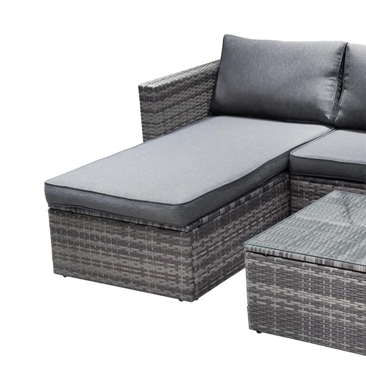 Garden lounge Enthusiasm pakoworld set 2pcs rattan dark grey-fabric dark grey