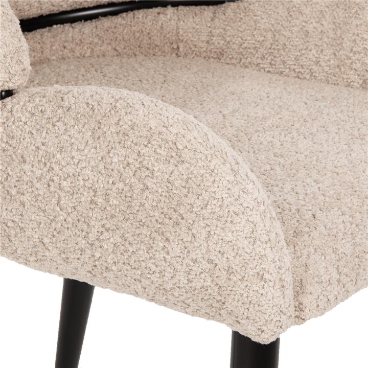 CHAIR SARKY HM8585.02 BOUCLE ECRU FABRIC-BLACK METAL LEGS 55x62x89Hcm.