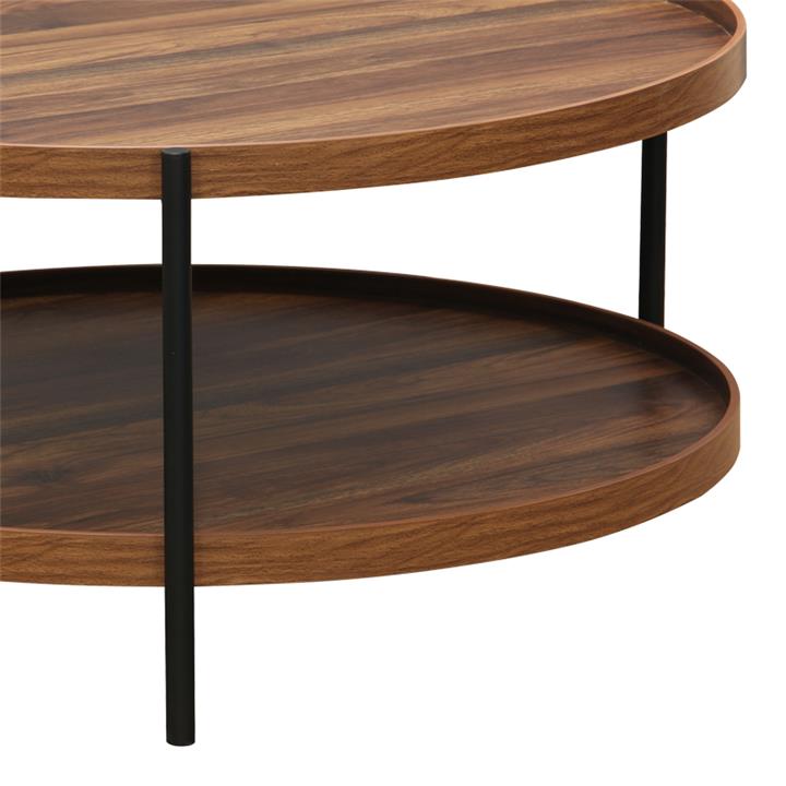 Coffee table Portogie pakoworld mdf walnut - metal black D80x40cm