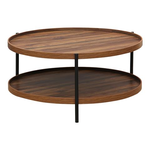 Coffee table Portogie pakoworld mdf walnut - metal black D80x40cm