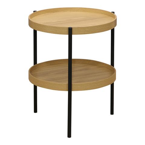 Side table Portogie pakoworld mdf natural- metal black D40x50cm