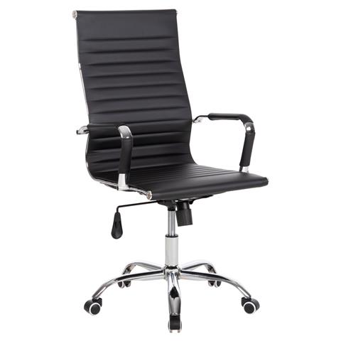 MANAGER'S OFFICE CHAIR BOSS HM1059.31 BLACK PU-CHROMED METAL FRAME AND BASE 55x59x110Hcm.