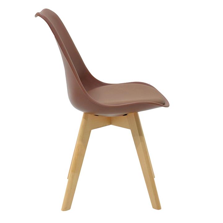 Chair Gaston pakoworld PP-PU brown-natural leg 53.5x48.5x83cm