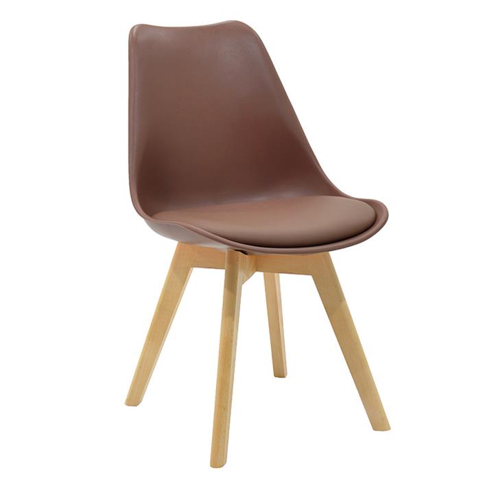 Chair Gaston pakoworld PP-PU brown-natural leg 53.5x48.5x83cm