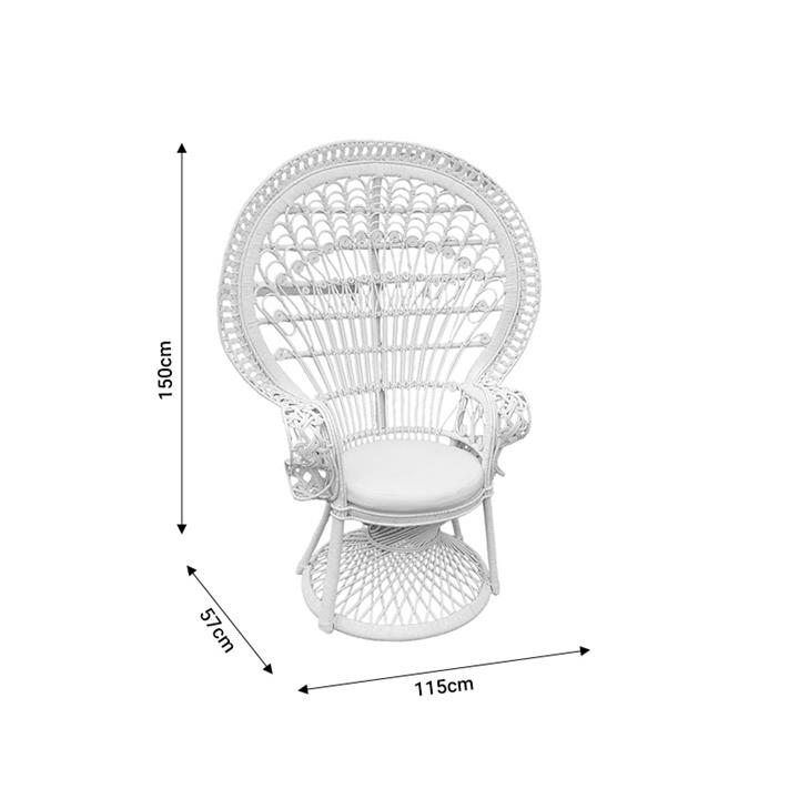 Πολυθρόνα Dorothy Inart με λευκό μαξιλάρι-λευκό rattan 115x57x150εκ