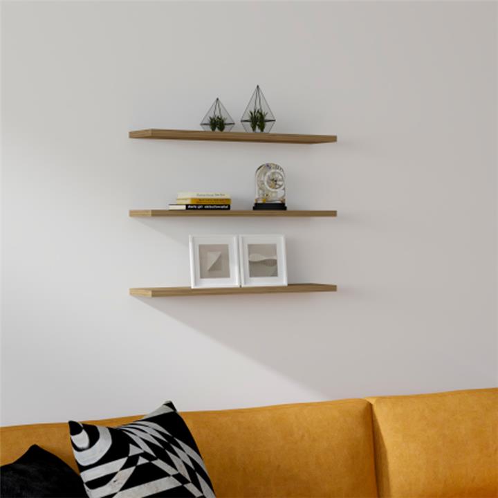 Wall shelf Edna pakoworld melamine in walnut shade 60x14.5x1.8cm