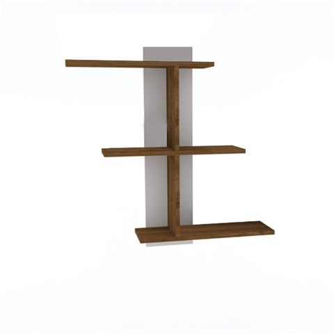 Norman pakoworld melamine wall shelf in walnut-white shade 110x19.5x90cm