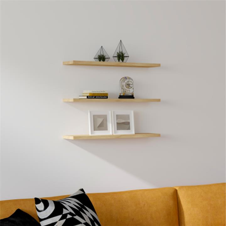 Edna pakoworld melamine wall shelf in natural shade 60x14.5x1.8cm