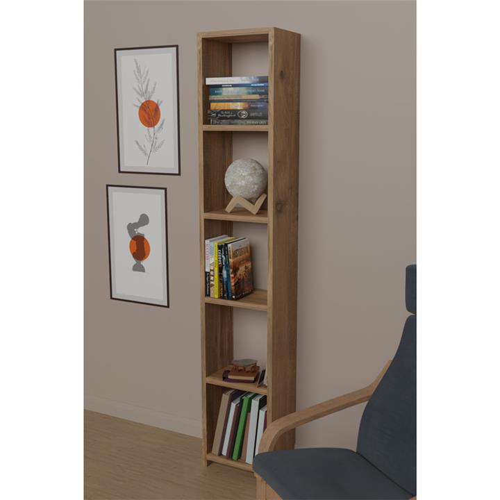 Barzine pakoworld melamine bookcase in natural shade 27.6x19.5x150cm