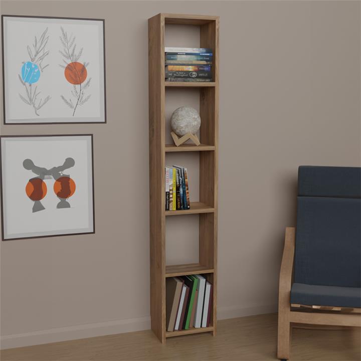 Barzine pakoworld melamine bookcase in natural shade 27.6x19.5x150cm