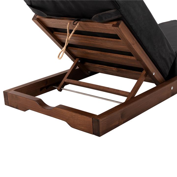 BEACH LOUNGER IKARIA LOW HM10622.01 PINE WOOD IN WALNUT COLOR-BLACK TEXTILENE-CUSHION 20cm THICK