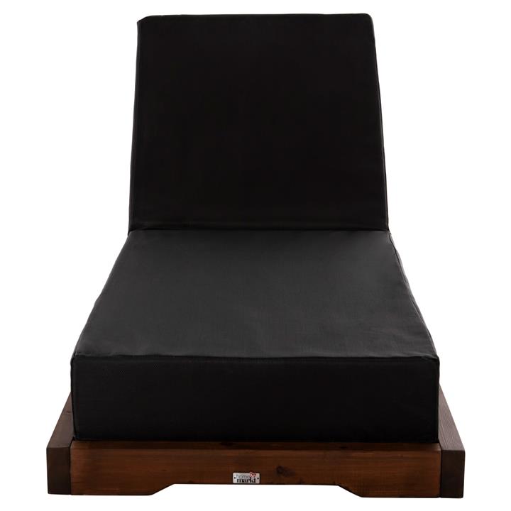 BEACH LOUNGER IKARIA LOW HM10622.01 PINE WOOD IN WALNUT COLOR-BLACK TEXTILENE-CUSHION 20cm THICK