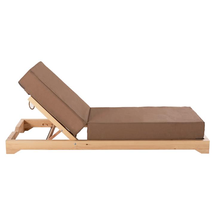 BEACH LOUNGER LOW IKARIA HM10623.04 PINE WOOD IN NATURAL COLOR-MOCHA TEXTILENE-CUSHION 20cm THICK