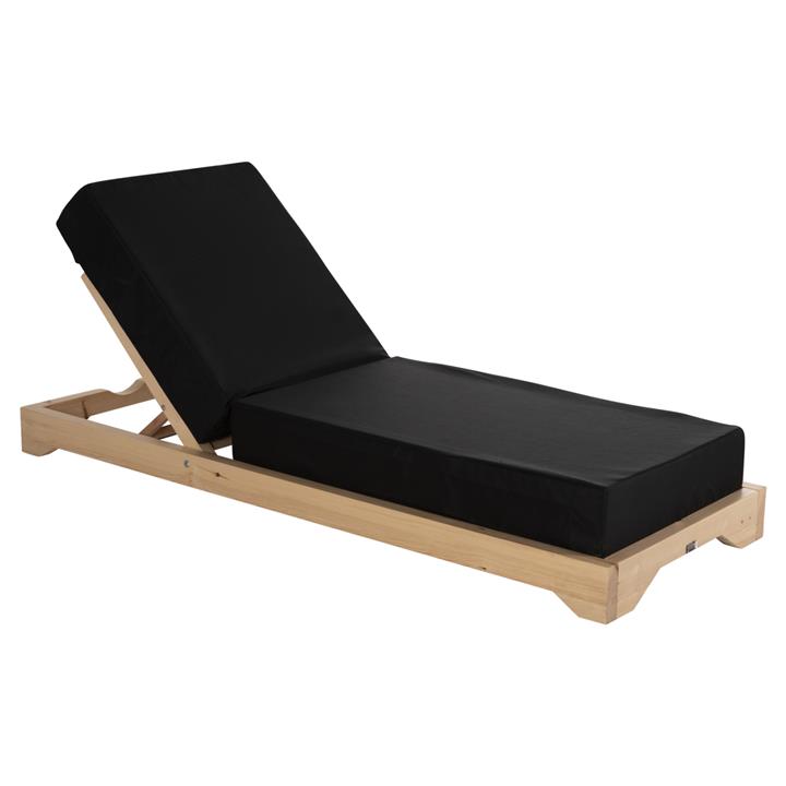 BEACH LOUNGER LOW IKARIA HM10623.01 PINE WOOD IN NATURAL COLOR-BLACK TEXTILENE-CUSHION 20cm THICK