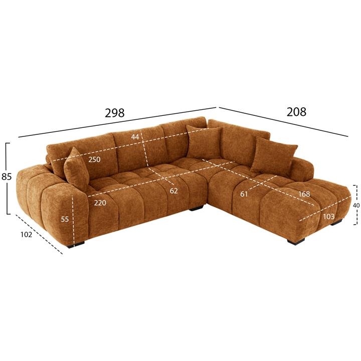 CORNER SOFA (RIGHT) COVEN HM3266.02R SAND BEIGE FABRIC 298x102-208x85Hcm.