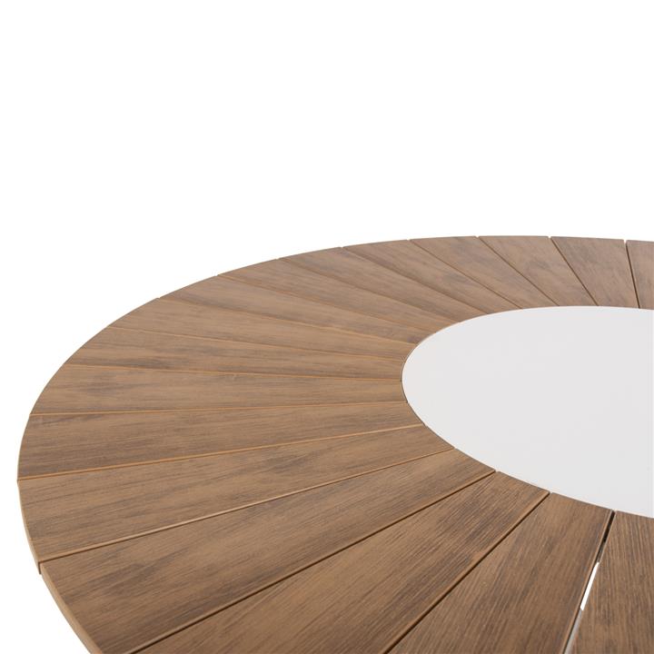 OUTDOOR ROUND TABLE MORIL HM6041.02 ALUMINUM IN WHITE-POLYWOOD IN NATURAL WOOD Φ120cm.