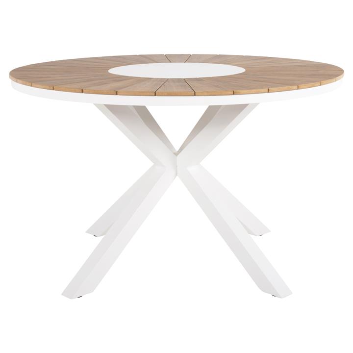 OUTDOOR ROUND TABLE MORIL HM6041.02 ALUMINUM IN WHITE-POLYWOOD IN NATURAL WOOD Φ120cm.