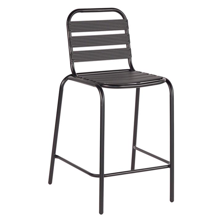 BAR STOOL MEDIUM HEIGHT LAURA HM6065.03 METAL FRAME AND ALUMINUM IN BLACK 58x58x100Hcm.