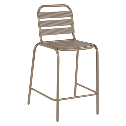 BAR STOOL MEDIUM HEIGHT LAURA HM6065.04 METAL FRAME AND ALUMINUM IN CHAMPAGNE COLOR 58x58x100Hcm.