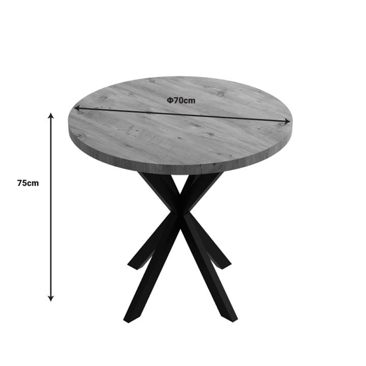 Kalipso pakoworld melamine table in natural shade and black metal leg D70x75cm