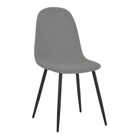 Chair Bella pakoworld light grey velvet  fabric-black metal leg 43x52x88cm