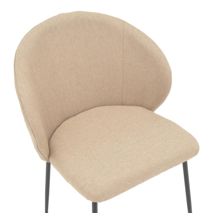 Chair Olympian pakoworld beige fabric-black metal leg 50x55x83cm