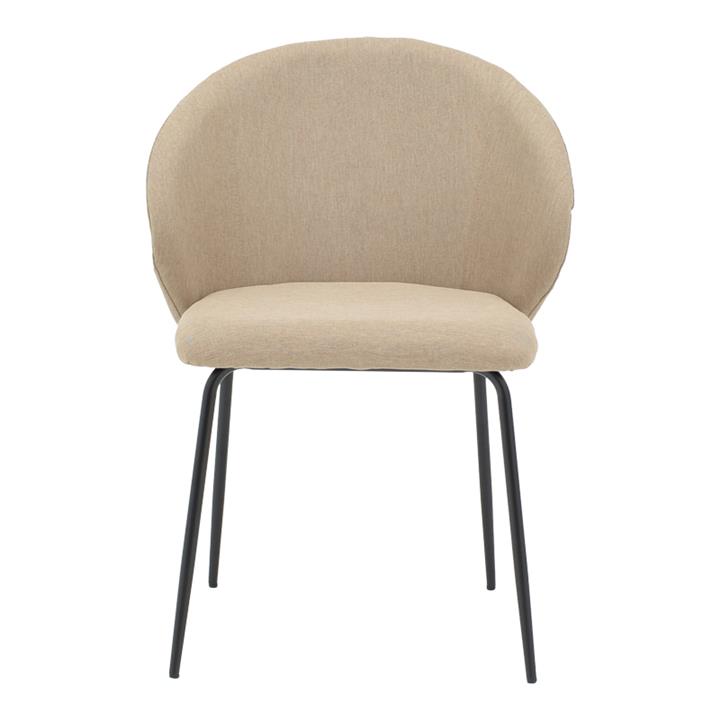 Chair Olympian pakoworld beige fabric-black metal leg 50x55x83cm