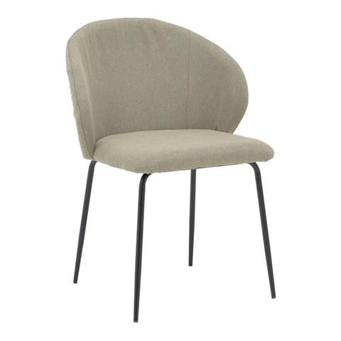 Chair Olympian pakoworld grey-beige fabric-black metal leg 50x55x83cm