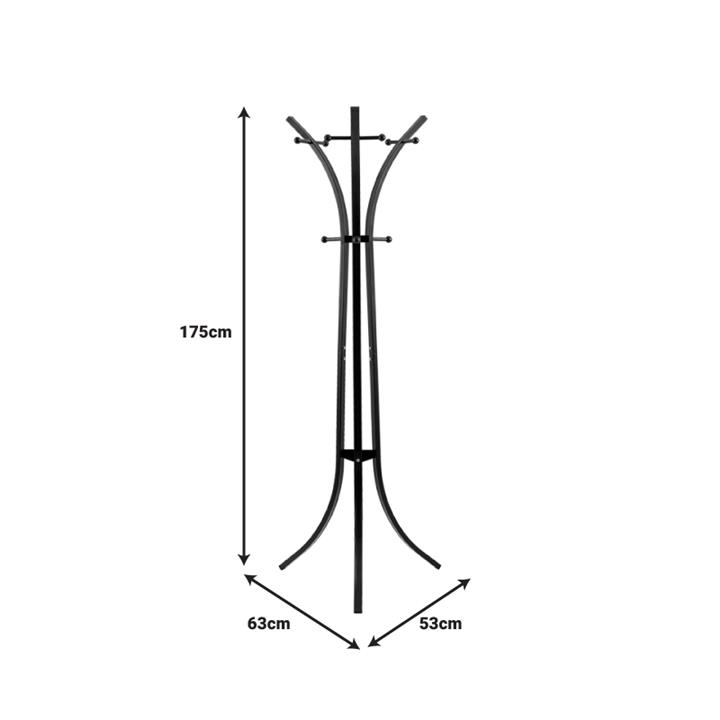 Bamile pakoworld clothes rack black metal and natural rubberwood 51x63x175cm