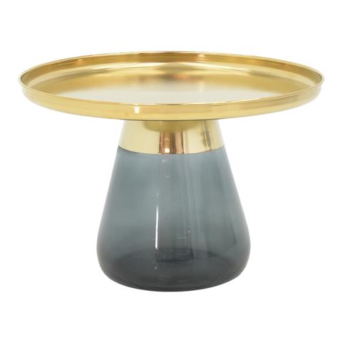 Coffee table Lafo Inart gold chrome-black glass D60x42cm