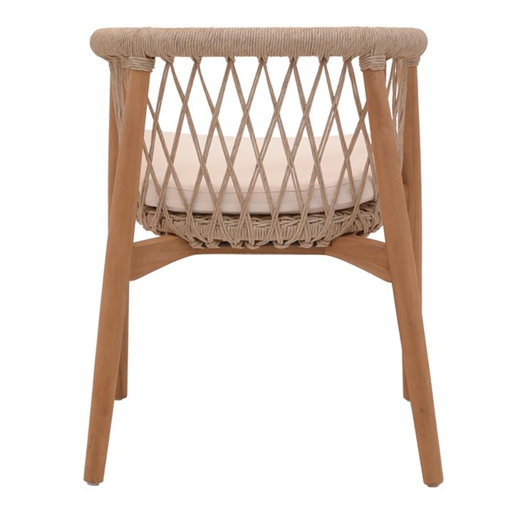 Armchair Abby pakoworld teak wood skeleton in natural shade and cream cushion 60x58x78cm