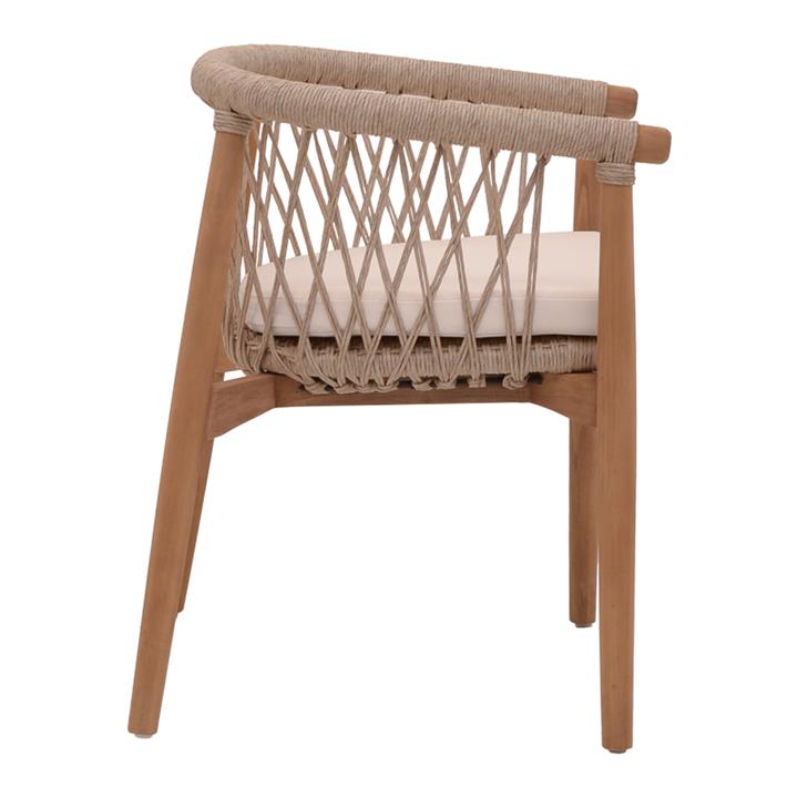 Armchair Abby pakoworld teak wood skeleton in natural shade and cream cushion 60x58x78cm