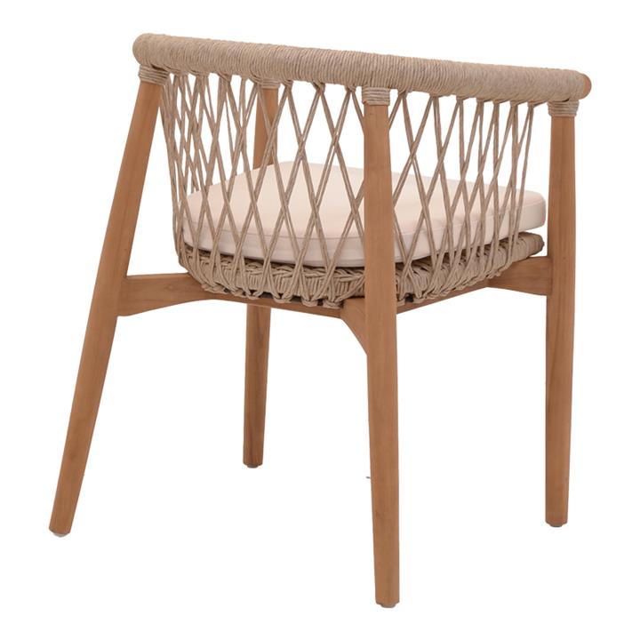 Armchair Abby pakoworld teak wood skeleton in natural shade and cream cushion 60x58x78cm