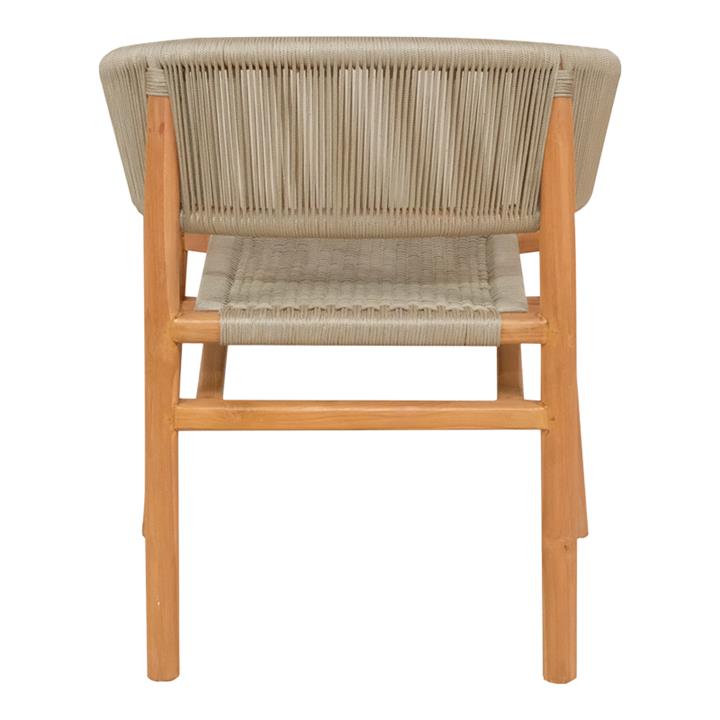 Kajone armchair pakoworld teak wood skeleton in natural shade and cream rope 62x55x75cm