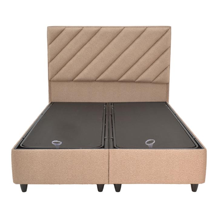 Tito pakoworld double bed with storage space bouclé fabric in light brown shade 160x200cm