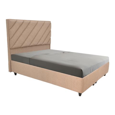 Tito pakoworld double bed with storage space bouclé fabric in light brown shade 160x200cm