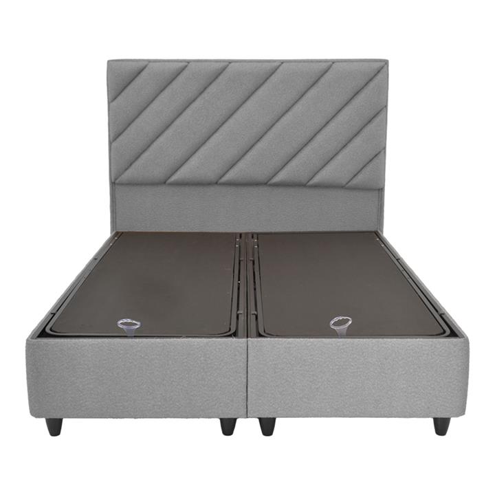 Tito pakoworld double bed with storage space boucle fabric in light gray shade 160x200cm