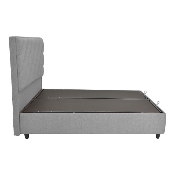 Tito pakoworld double bed with storage space boucle fabric in light gray shade 160x200cm