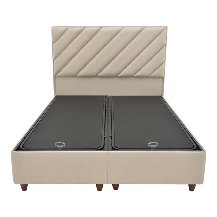 Tito pakoworld double bed with storage space fabric in cream shade 160x200cm