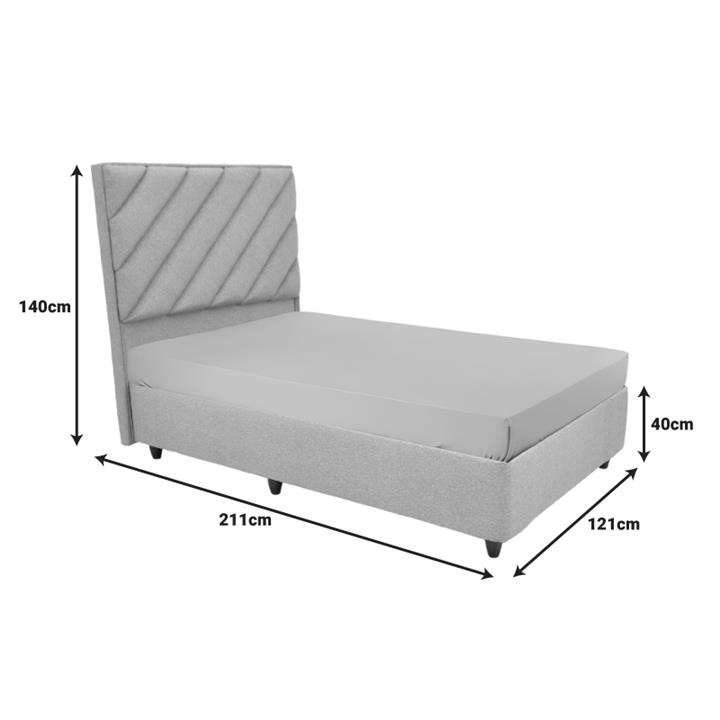 Tito pakoworld single bed with storage bouclé fabric in light gray shade 120x200cm