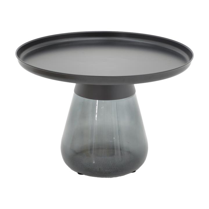 Coffee table Lafo Inart black metal-black glass D60x42cm