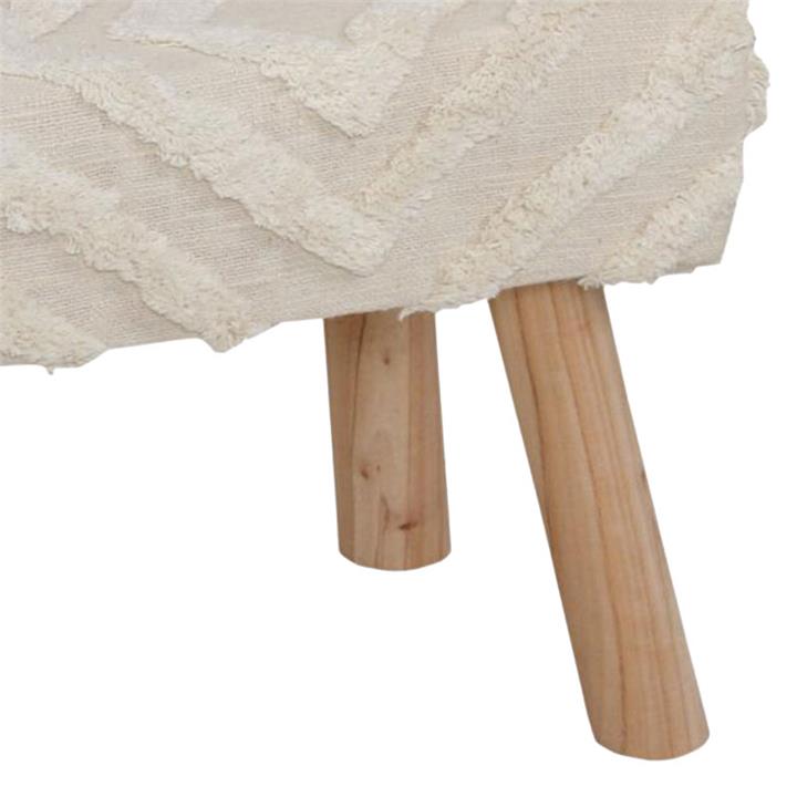 Shep Inart stool 100% cotton in white shade and eucalyptus wood 60x30x40cm