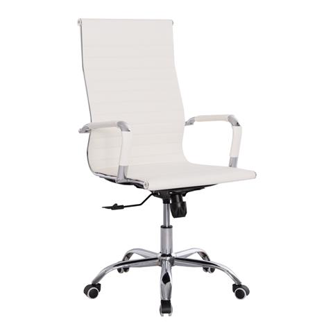 MANAGER'S OFFICE CHAIR BOSS HM1059.32 WHITE PU-CHROMED METAL FRAME AND BASE 54x57x110Hcm.